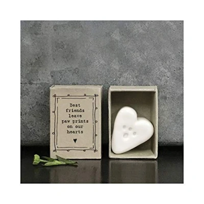 Image of East of India MINI Matchbox paw Print Heart Porcelain Gift Best Friends leave prints on our hearts Animal Lovers Pet Loss Letterbox