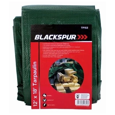 Image of Green 12ft x 18ft Waterproof Tarpaulin By Blackspur