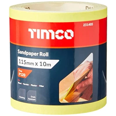 Image of TIMCO 120 Grit Sandpaper Roll Yellow 115mm x 10m