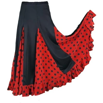 Image of Children&#039;s Flamenco Skirt with Black Polka Dots, Black, 12 Years