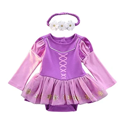 Image of Lito Angels Baby Infant Girls Princess Rapunzel Fancy Dress Up Costume with Headband, Birthday Party Outfits, Age 18 24 Months, Long Sleeve