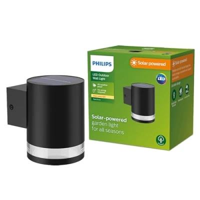 Image of PHILIPS Lighting Fyce Outdoor Solar Path Light, 1.5W, 2700K, Black, IP44 Weatherproof