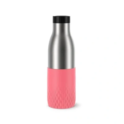 Image of TEFAL Bludrop Bottle, 0.5 Litre, Pink Sleeve, Thermal, Stainless Steel, Silicone Leak Proof, Sustainable, N3110810