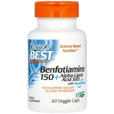 Image of Doctor&#039;s Best Benfotiamine 150 + Alpha Lipoic Acid 300 Supports Cell Health and antioxidant Defence 60 Capsules