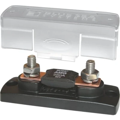 Image of Blue Sea Systems 5001 MEGA/AMG Fuse Block with Cover, 100 300 Amp, 32V DC, 4.07&quot; x 1.5&quot;