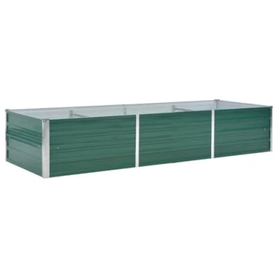 Image of vidaXL Raised Bed Durable Galvanised Steel garden Planter in Green, Rectangular Shape for Vegetables, Herbs and Flowers, Patio decor, 240x80x45cm