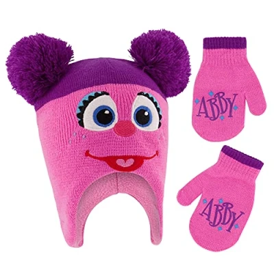 Image of Sesame Street Toddler Winter, Kids Gloves or Mittens, Abby Cadabby Baby Beanie for Girls Ages 2 4, Hat