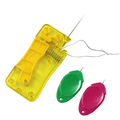 Image of Automatic Needle Threader, with 2 Pcs Plastic Threader Easy Tool Sewing Accessories