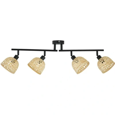 Image of Lindby downlight Youstin, 70.5 cm long, bamboo 4 bulb, E14