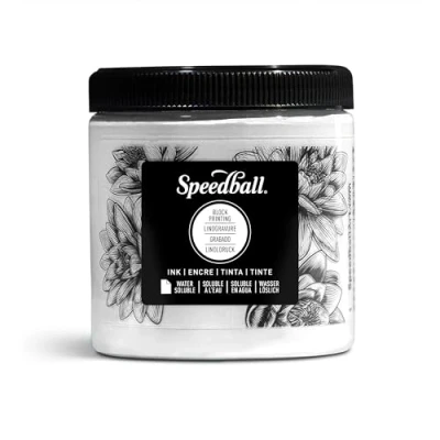 Image of Speedball Water Soluble Block Printing Ink 8oz White, Waterproof Relief Ink, Lino, Wood, Soft Block, Printing, Artist Art Tool Kit Accessories, Set
