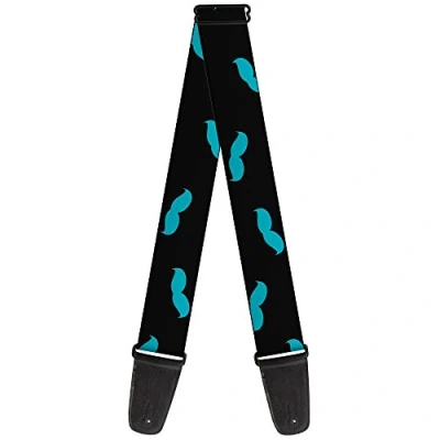 Image of Buckle Down GS W33901 &quot;Mustaches Scattered Black/Turquoise&quot; Guitar Strap