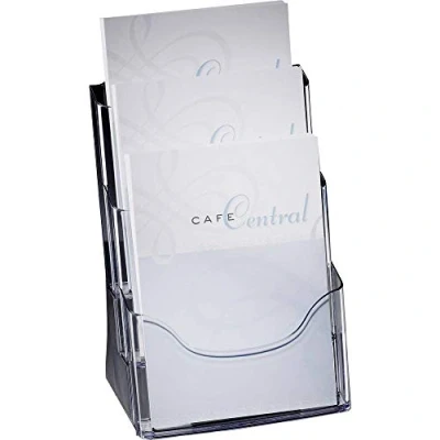 Image of SIGEL LH130 Table Top Literature Holder, for A4, with 3 compartments, uv resistant acrylic, clear, 1 Piece