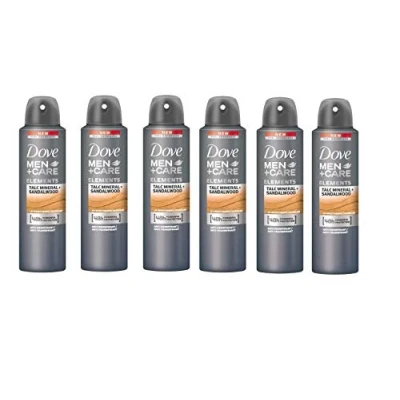 Image of 6x Dove Men+Care Elements Talcum Minerals &amp; Sandalwood Deo Deodorant Spray 150ml 48h!