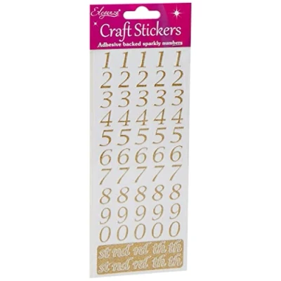 Image of Oaktree Crafts Eleganza Stylised Number Set, Gold 65, 16.5 x 7.6 0.2 cm