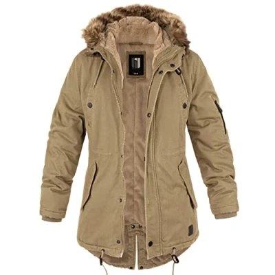 Image of bw online shop Ladies Fishtail Winter Parka with Teddy Lining Jacket Coat, camel, S