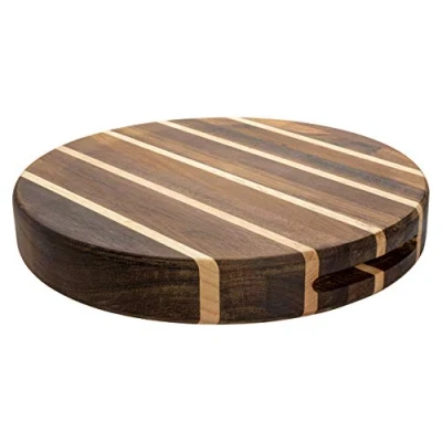 Image of Rockingham Forest WB 53000CR Extra Thick Multi Round Chopping Board, Carbonized Acacia &amp; Rubber Wood, 30cm Diameter, Brown