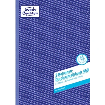 Image of Avery Zweckform 450 Columned Book A4 2 x 50 Pages (German Text)