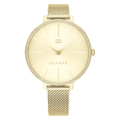 Image of Tommy Hilfiger Analogue Quartz Watch for Women with Gold Colored Stainless Steel mesh Bracelet 1782114
