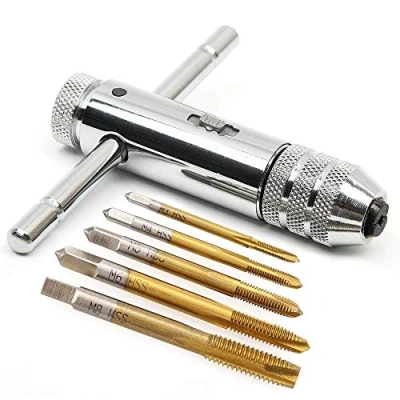 Image of Deolven 5pcs HSS T Shape Adjustable Tap Set with Manual Thread M3 M8 3mm 8mm
