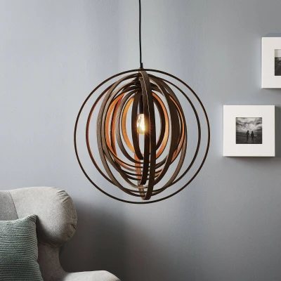 Image of Trio Lighting Unusual Boolan hanging light with brown lampshade