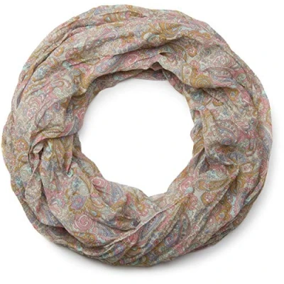 Image of styleBREAKER tube scarf snood with an ornamental Indian style Paisley pattern, 01016089, Colour:Light Blue Rose Light Green, size:narrow