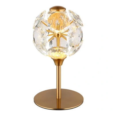 Image of Virina Glass Table Lamp Gold Colors K9 Crystals LED 3000K