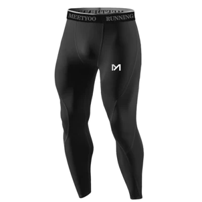 Image of MEETYOO Men&#039;s Kompressionshose Herren Leggings, Black, L