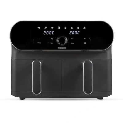 Image of Tower T17138 Vortx Elite 10.4L Dual Basket Air Fryer with Sync Finish, 1700W, Graphite Chrome Accents