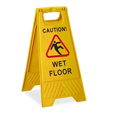 Image of Relaxdays Caution Wet Floor ‘A’ Frame Signs, 2 Sided Warning, Safety, Foldable, Yellow, 57.5 x 29.5 37.5 cm