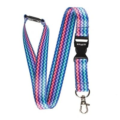 Image of Rolseley Lanyard Neck Strap with Pattern for id Badge Holder Metal Clip (3D Zigzag)