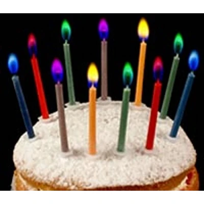 Image of Multi Coloured Flame Birthday Cake Angel Candles Party Novelty Decorations x 12