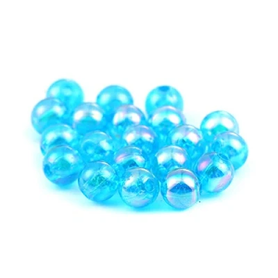 Image of Julz Beads 200 Turquoise Acrylic Round 6mm Translucent AB Coated Rainbow Shine J119331U