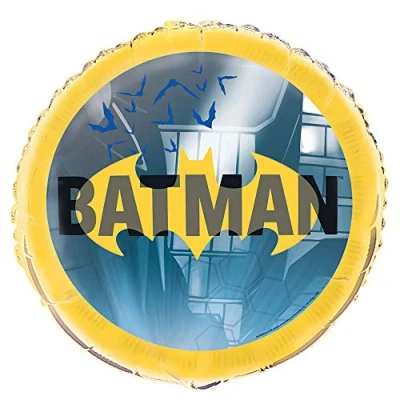 Image of Yellow Batman Round Foil Balloon (45cm) Perfect for Birthday Decor, Themed Parties, &amp; Events 1 Pc