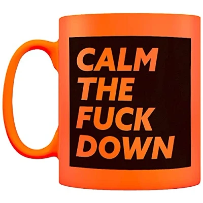 Image of Grindstore Calm The Fuck Down Neon Mug Orange 12x9.5cm