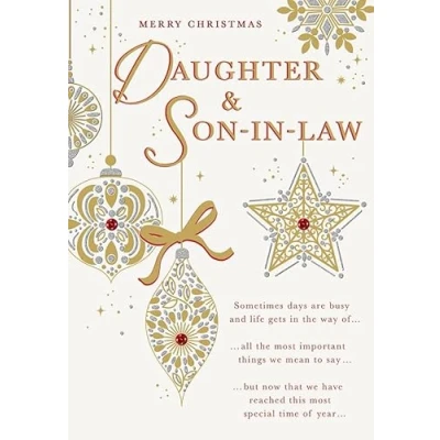 Image of Piccadilly Greetings Christmas Card Daughter &amp; Son In Law Filigree decs 9 x 6 inches