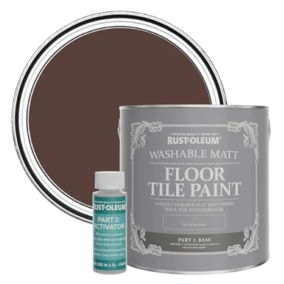 Image of Rust Oleum Red Washable Matt Floor Tile Paint, Finish Valentina 2.5L