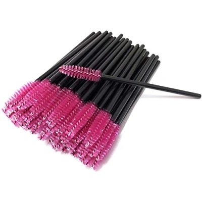 Image of Yesmin 50 PCS Disposable Eyelash Brushes Mascara Wands Eye Lash Eyebrow Applicator Cosmetic Makeup Brush Tool Kits (Rose Red)