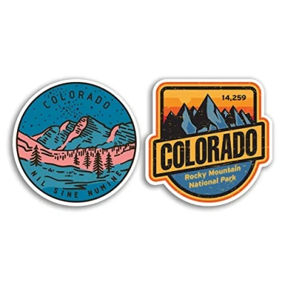 Image of 2 x 10cm Tall Colorado Vinyl Stickers America USA States Landmarks Holiday Travel Adventure Map Flag Country Scrapbooking Gift #78755