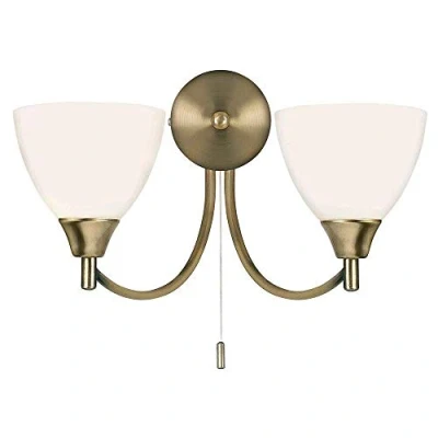 Image of Alton 2 Light Indoor Wall Antique Brass with Opal Glass, E14