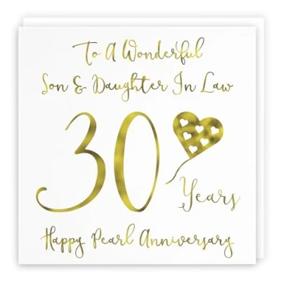 Image of Hunts England Large Son And Daughter In Law 30th Anniversary Card To A Wonderful &amp; 30 Years Happy Pearl Milano Collection 210 x mm