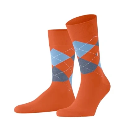 Image of Mens 1 Pair Burlington King Argyle Cotton Socks Pumpkin 40 46