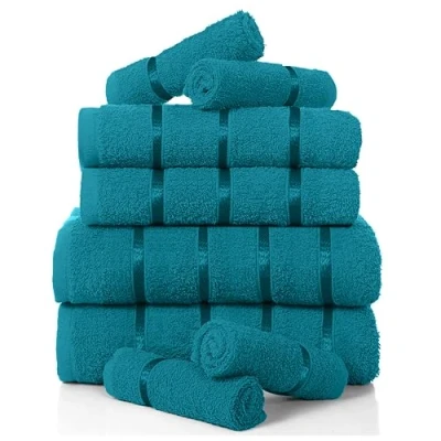 Image of Luxury 8 Pack Boston Bale Set, Extra Soft 100% Egyptian Cotton, Highly Absorbent Towel 450 GSM, TEAL, MAIL BAG