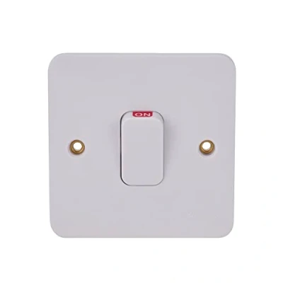 Image of Schneider Electric Lisse White Moulded Single Light Switch, with Neon Indicator, Double Pole, 50A, GGBL4011, White, Pack of 5