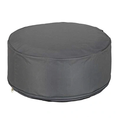 Image of Relaxdays Inflatable stool, outdoor pouf for camping &amp; garden, round pouf, HxD: 26 x 56 cm, dark grey, 1 piece