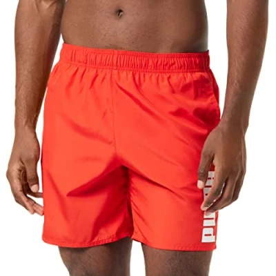 Image of PUMA Men&#039;s Swim Mid Shorts Trunks, Red, S