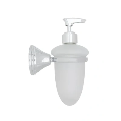 Image of Croydex Frosted Glass Soap Dispenser with Chrome Wall Mount Westminster