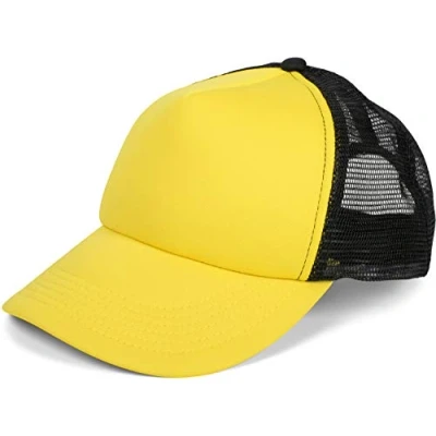 Image of styleBREAKER Unisex 5 Panel Mesh Cap, Trucker Baseball Basecap, Click and Snap Closure Adjustable 04023007, Colour:Yellow Black