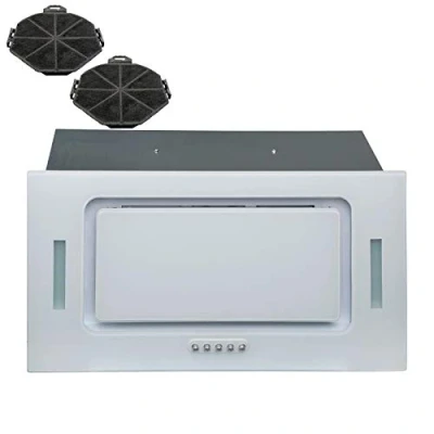 Image of SIA UCG52WH 52cm White Glass Built In Cupboard Cooker Hood Fan Extractor +Filter