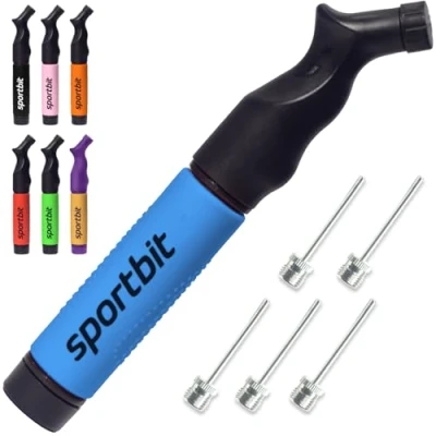 Image of SPORTBIT Football Pump with 5 Needles Push &amp; Pull Inflating System Great for All Exercise Balls Volleyball Pump, Basketball Inflator, Soccer Ball Air Set