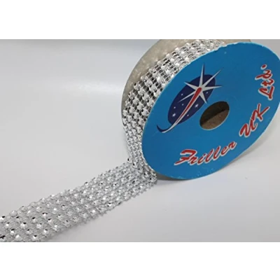 Image of Diamante Effect Ribbon (5 rows) 2m x 25mm Bridal Weddings Cake Occasions by Friller UK Ltd.